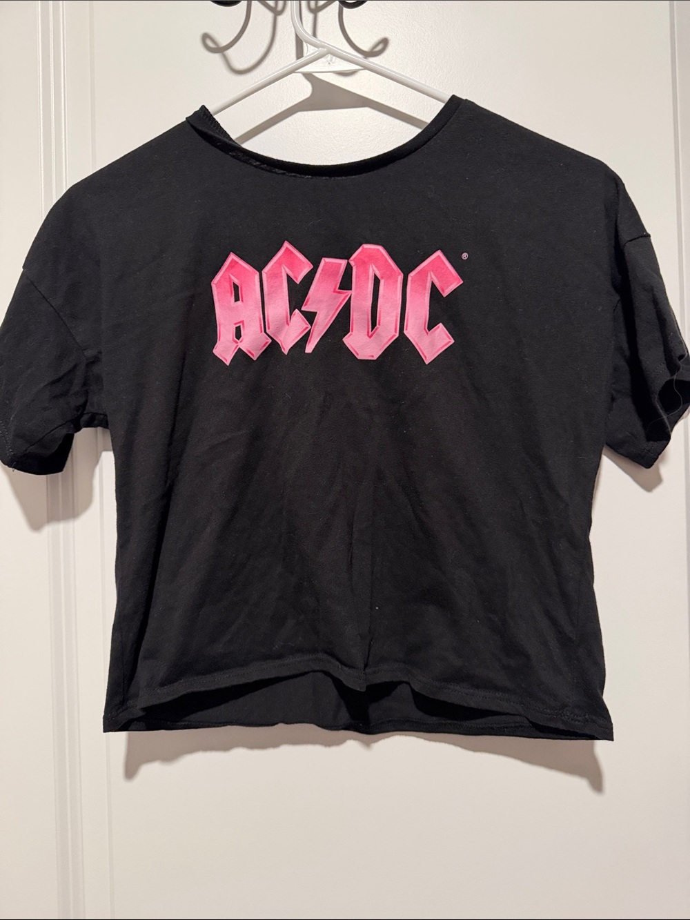 AC/DC Black Kids Tee with Pink Band Logo